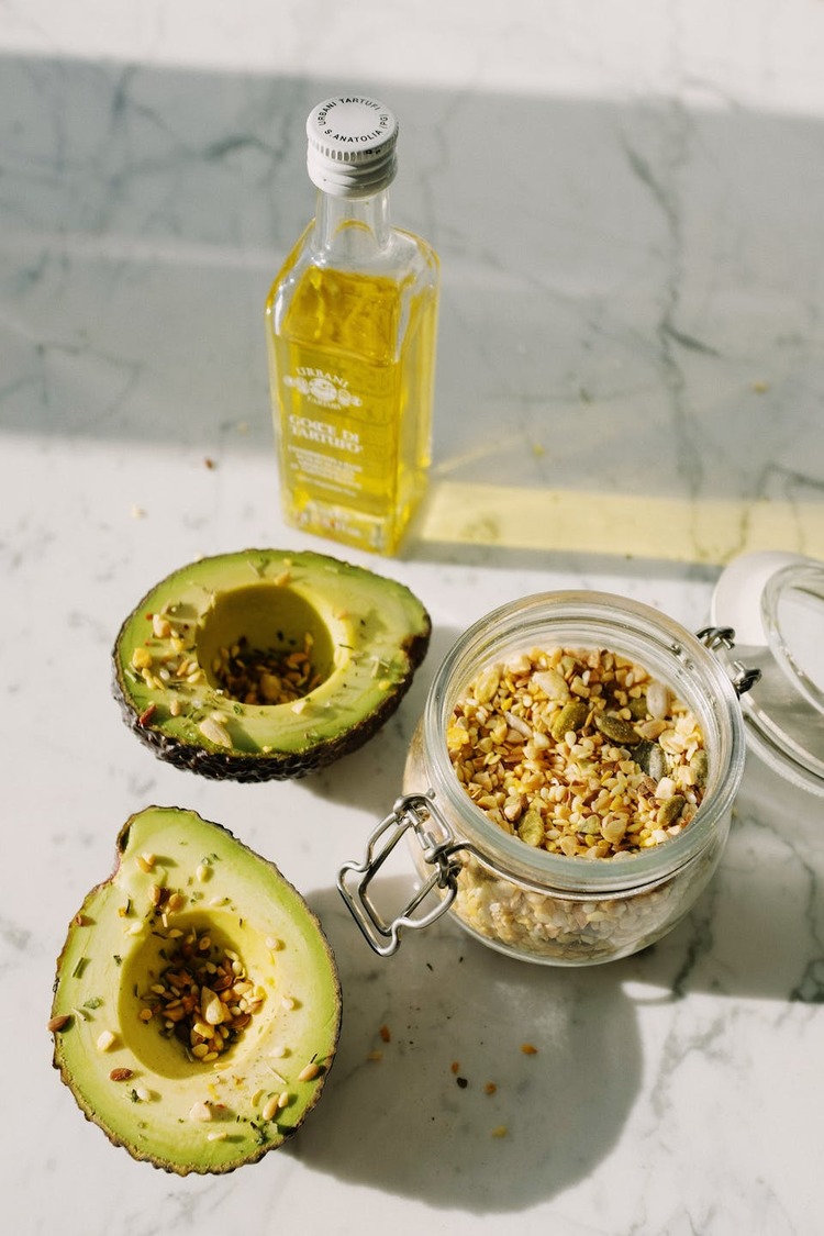 Dips Recipe - Avocado with Olive Oil, Sesame and Pumpkin Seeds